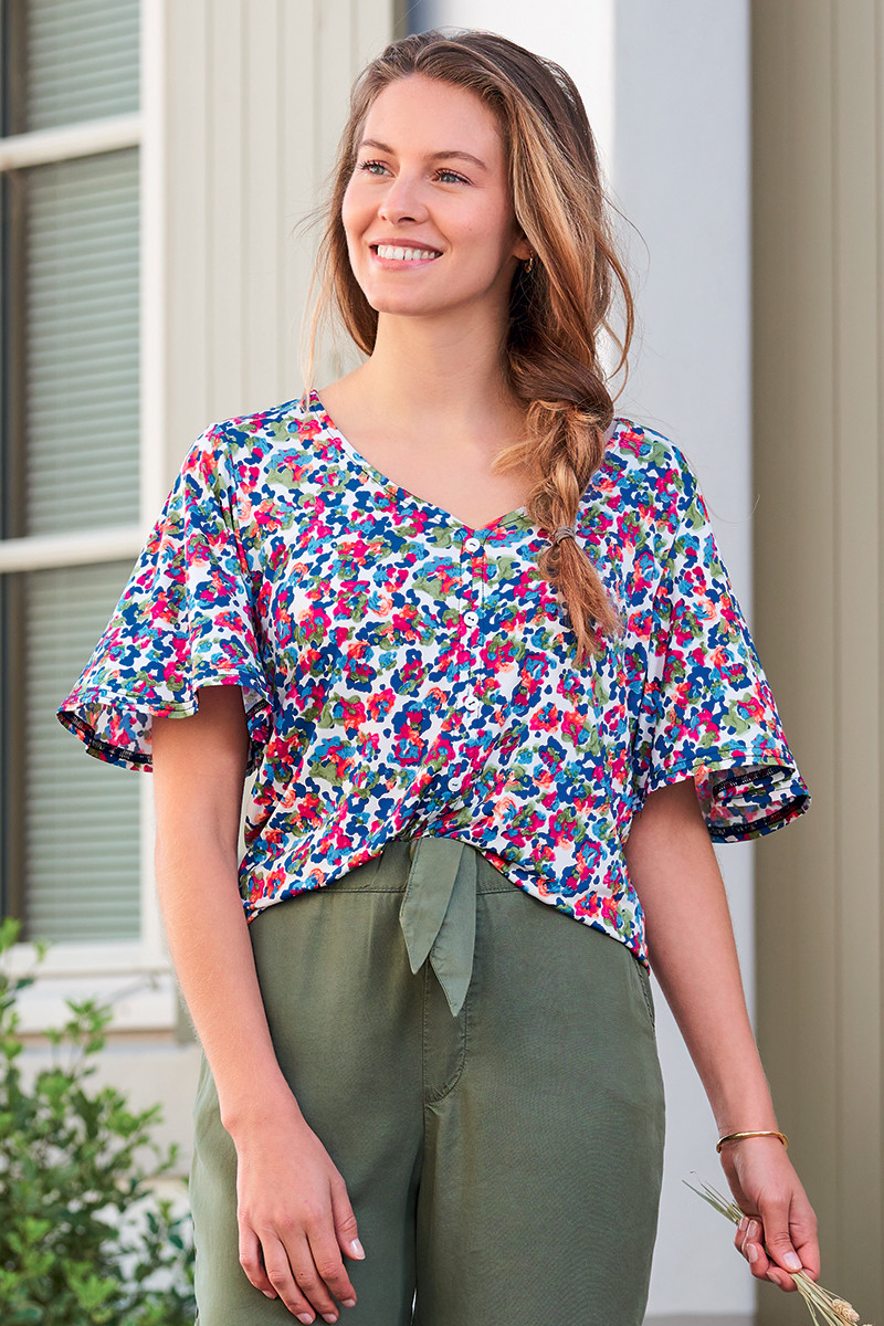 Top fleuri Magasins Bleus