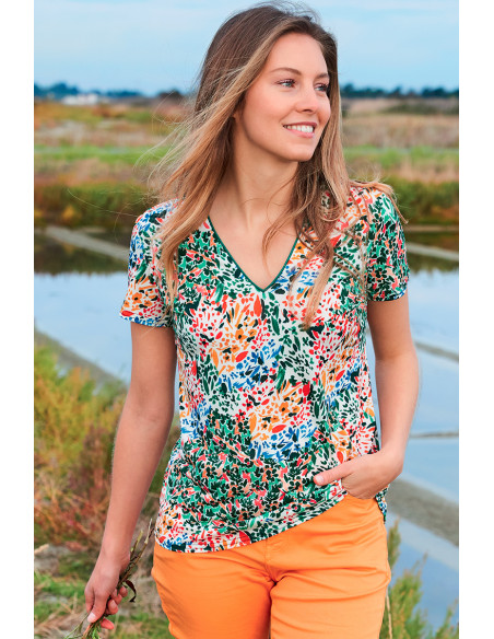 Top fleuri col v Magasins Bleus