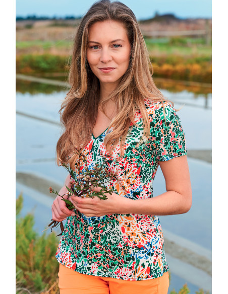 Top fleuri col v Magasins Bleus