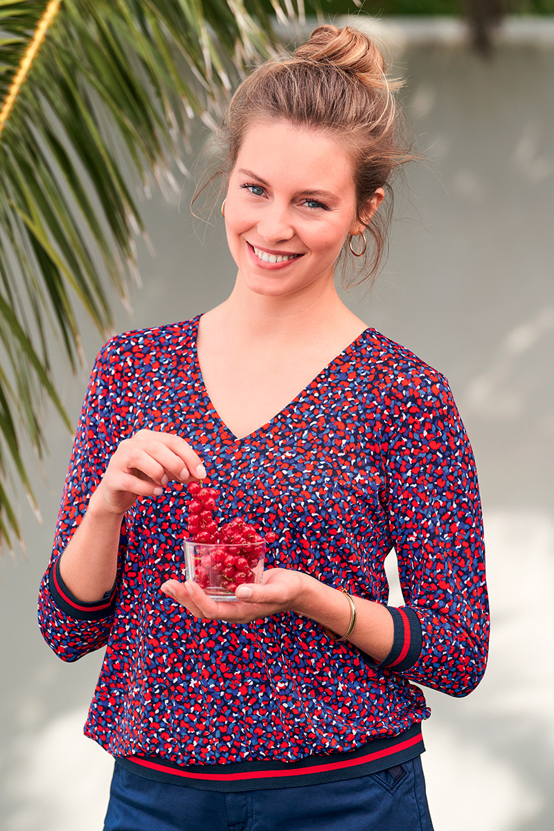 Top élastiqué imprimé Magasins Bleus