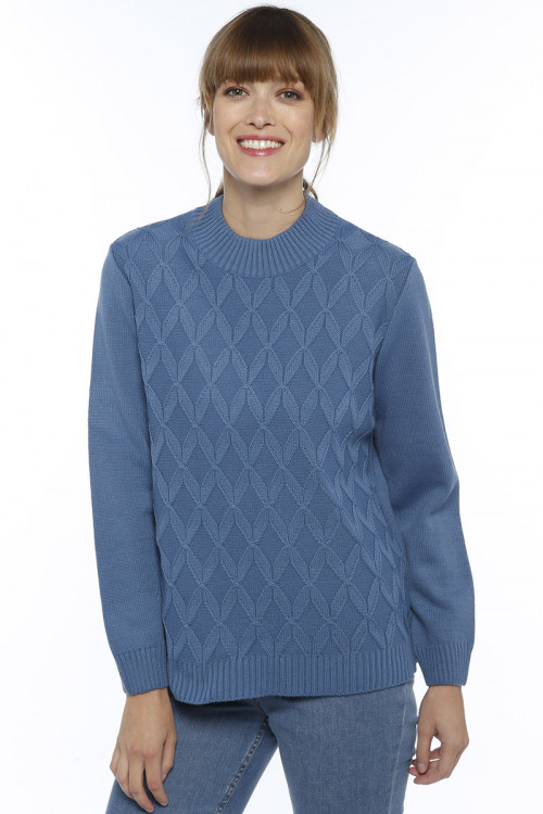 PULL COL MONTANT - JEUX DE MAILLES DEVANT - 1
