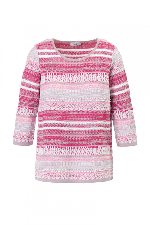 PULL RAS DE COU - MANCHES 3/4 - FENTES COTE  - 1