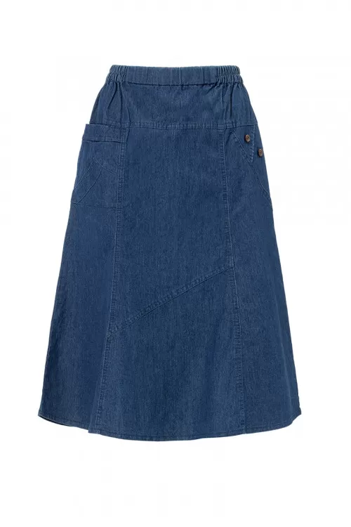 JUPE JEAN EVASEE - TAILLE ELASTIQUE -VENTRE PLAT  - 1