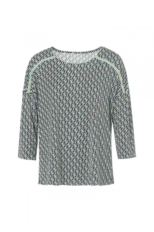 TOP IMPRIME MAILLE FLUIDE - MANCHES 3/4  - 1