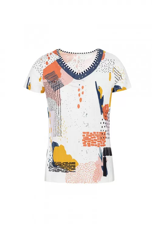 TEE-SHIRT COL V - MANCHES COURTES  - 1