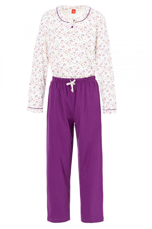 PYJAMA MANCHES LONGUES - COL ROND+ 2 BOUTONS  - 1