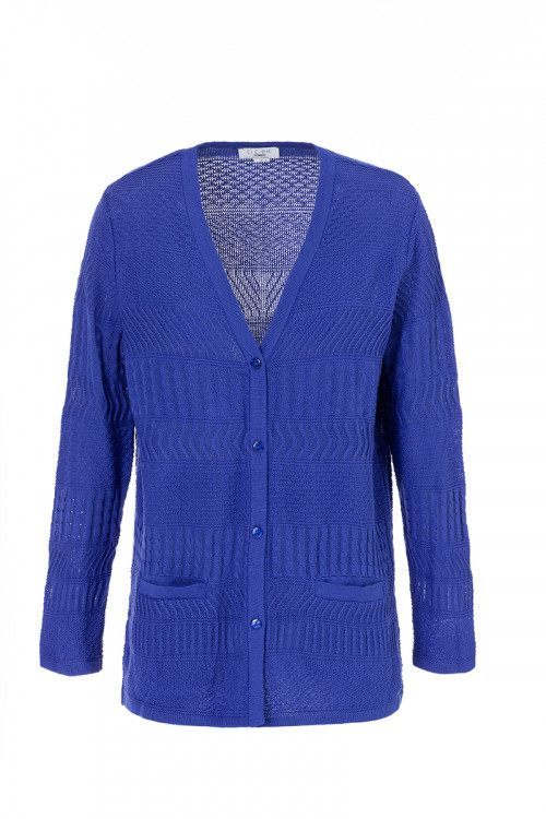 GILET COL V - MAILLE FANTAISIE - 2 POCHES  - 1