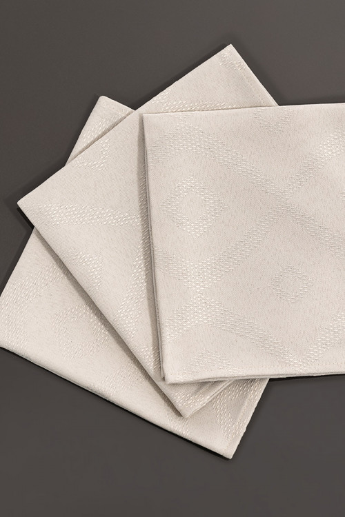 LOT DE 2 SERVIETTES DE TABLE 50X50 - JACQUARD  - 1