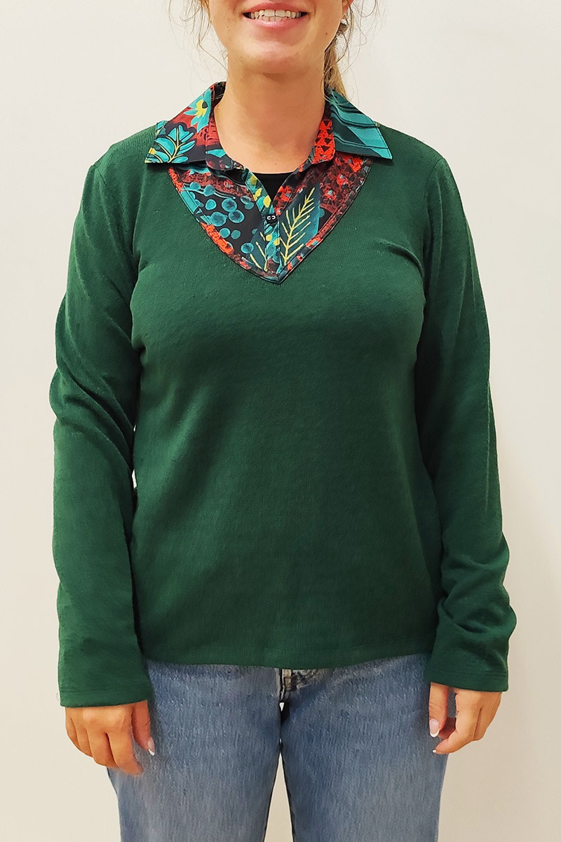 Tee-shirt effet pull + chemise Magasins Bleus Tee-shirt effet pull + chemise Magasins Bleus