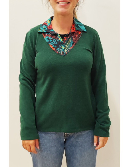 Tee-shirt effet pull + chemise Magasins Bleus Tee-shirt effet pull + chemise Magasins Bleus