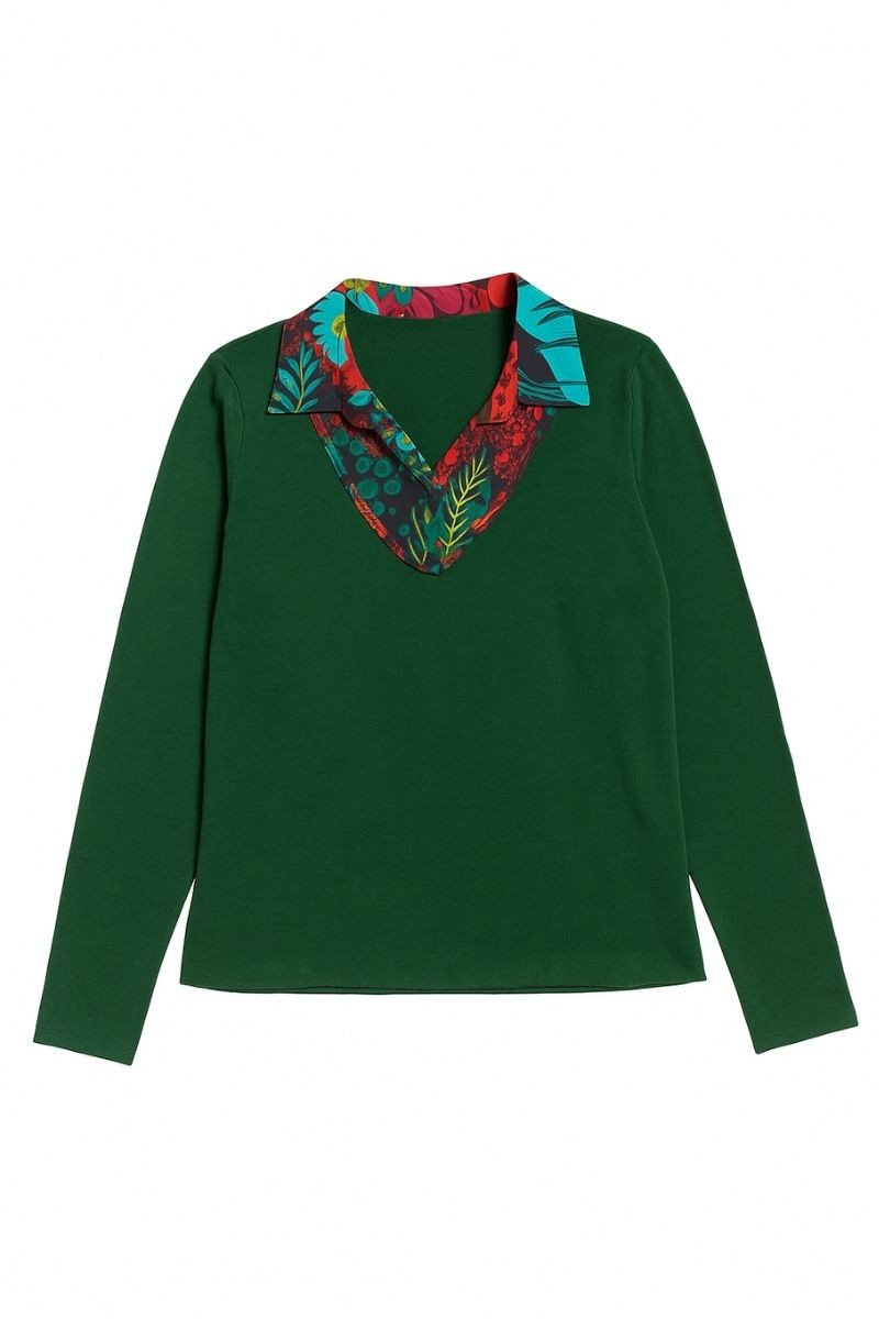 Tee-shirt effet pull + chemise Magasins Bleus Tee-shirt effet pull + chemise Magasins Bleus