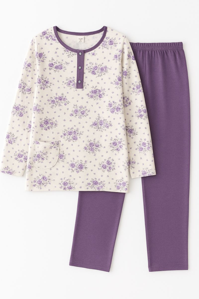 Pyjama manches longues imprimé fleurs Magasins Bleus
